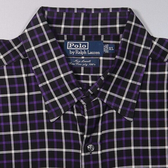 Polo Ralph Lauren Shirt Window Pane Plaid New Lowell Fine Two Ply 100's Mens XL - Picture 2 of 9